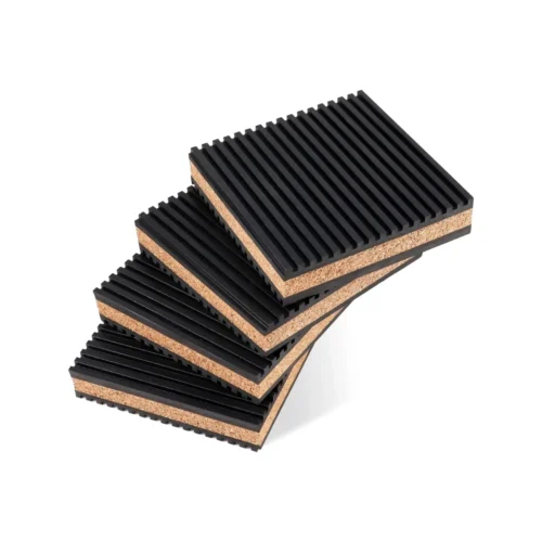 Biella 4 Pack Rubber Anti-skid Vibration Pads With Cork Material 4" X 4" X 7/8" For Air Conditioner,HVAC System, Compressors, Washer And Dryer Noise And Vibration Reduction