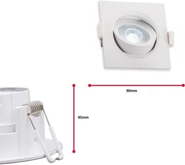Melfi™ Adjustable Square LED Downlight 7W 240VAC -White Ceiling Spotlight IP40 Rated | For Indoor Home & Office Use (3000K Warm White) - Image 2
