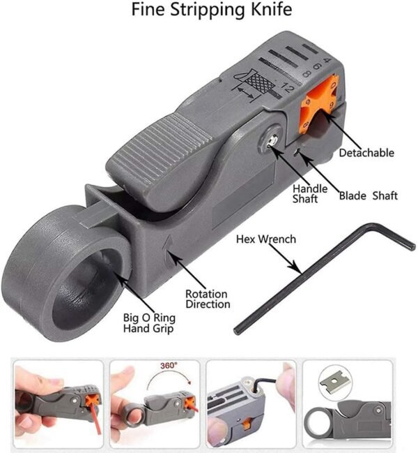 Melfi™ 9 In 1 Professional Network Installation & Wiring Maintenance Repair Tool Kit. Remote LED Continuity Test Box, Screwdrivers, Cutters & Strippers,Crimper & Krone Punch Down Tool in a Zipper Case - Image 5