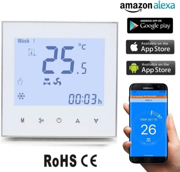 Melfi SQUARE Series WiFi Room AC Smart Thermostat for 0-10VDC Modulating Chiller Water Ac Systems 24VAC With Alexa Google Home IFTTT Support, Compatible for Honeywell T6865, Seimens RDF340 etc - Image 5