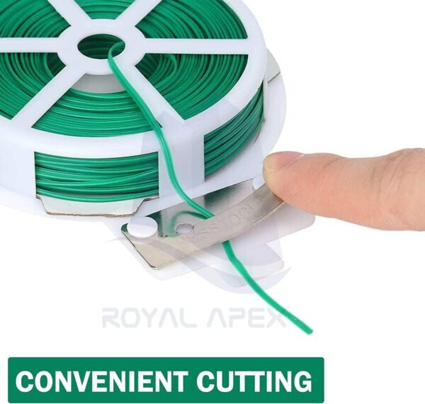 Royal Apex Multipurpose Garden Twine Wire Plant Ties Heavy-Duty Plastic-Coated Twist Cord for Tree Climbing Holding Gardening Metal Twisted String Reel with Cutter - Image 6