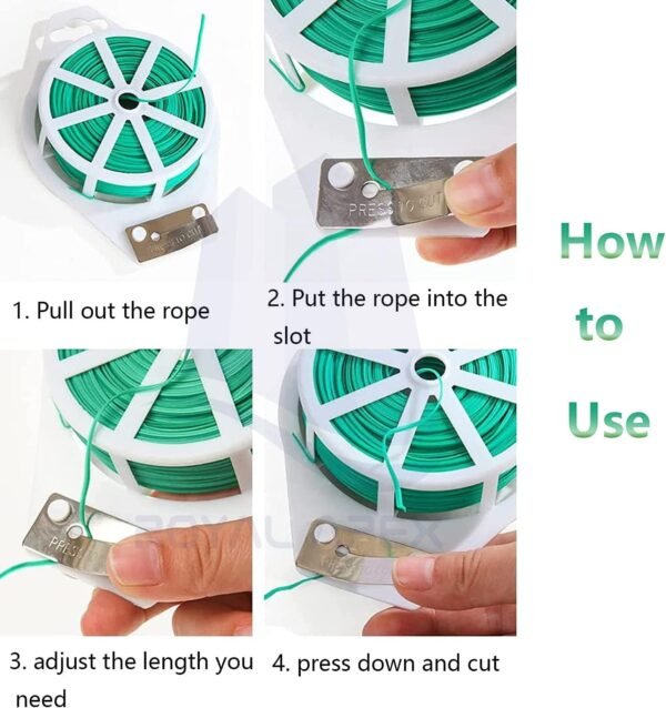 Royal Apex Multipurpose Garden Twine Wire Plant Ties Heavy-Duty Plastic-Coated Twist Cord for Tree Climbing Holding Gardening Metal Twisted String Reel with Cutter - Image 5