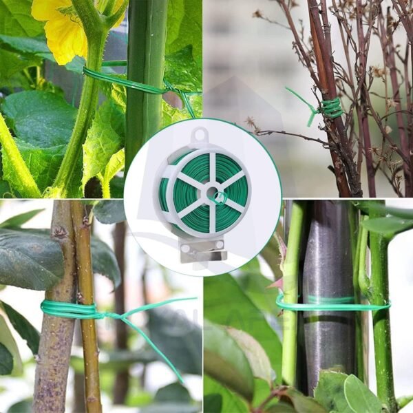 Royal Apex Multipurpose Garden Twine Wire Plant Ties Heavy-Duty Plastic-Coated Twist Cord for Tree Climbing Holding Gardening Metal Twisted String Reel with Cutter - Image 3