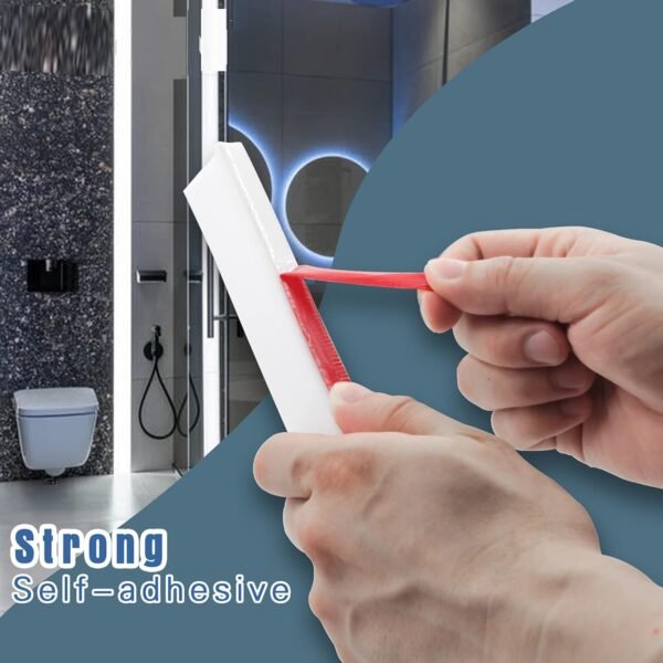 Poaker Silicone Floor Water Barrier, Waterproof Self-adhesive Bathroom Floor Seal Shower Dam Prevents Overflow of Water, Sink Edging Seal Strip, Wet & Dry Separation - Image 5