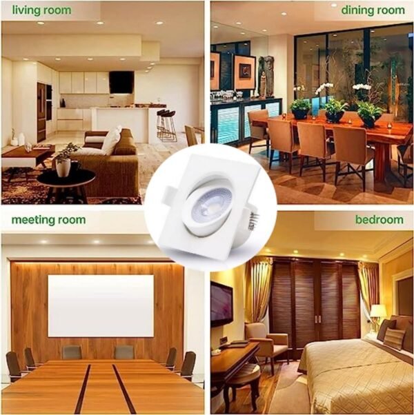 Melfi™ Adjustable Square LED Downlight 7W 240VAC -White Ceiling Spotlight IP40 Rated | For Indoor Home & Office Use (3000K Warm White) - Image 7