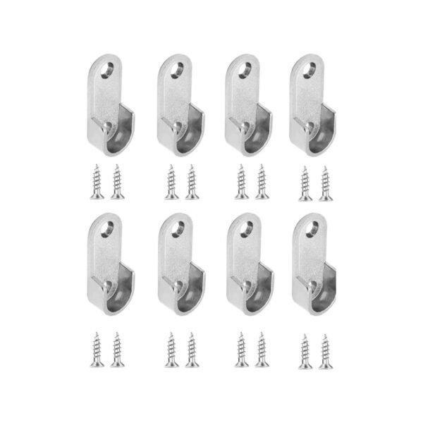 Royal Apex Oval Closet Rod End Flange Bracket Supports Furniture Hardware Accessories Wardrobe Tube Support Bracket with Screws Clothes Hanging Rod Holder (Pack of 8)