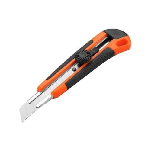 Biella Pack Of 1 Utility Knife, Retractable Box Cutter for Cartons, Cardboard and Boxes, 18mm Wider Razor Sharp Blade, Smooth Mechanism, Perfect for Office and Home use