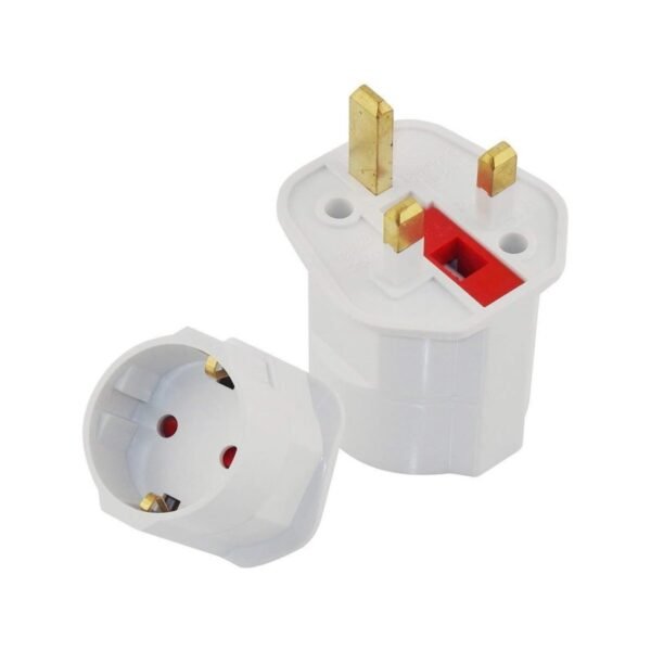 Royal Apex EU to UK Plugs Adapter, British Plug to EU Schuko Female Plugs Power Converter, 2 Pin Socket EU to UK Travel Adapter, 13A 250V BS1362 FUSED (Pack of 1)
