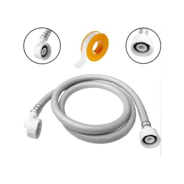 Biella™ Universal Washing Machine Dishwasher Straight End Inlet Pipe And Teflon Tape. (200CM)