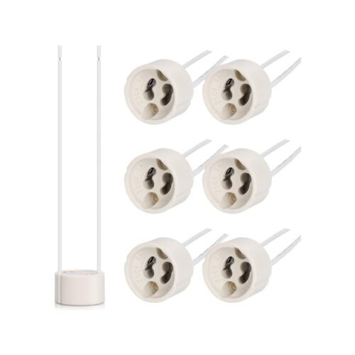 Melfi GU10 Ceramic Socket Lamp Holder Ensures Quality and Durability for LED and Halogen Bulbs Pack of - 6
