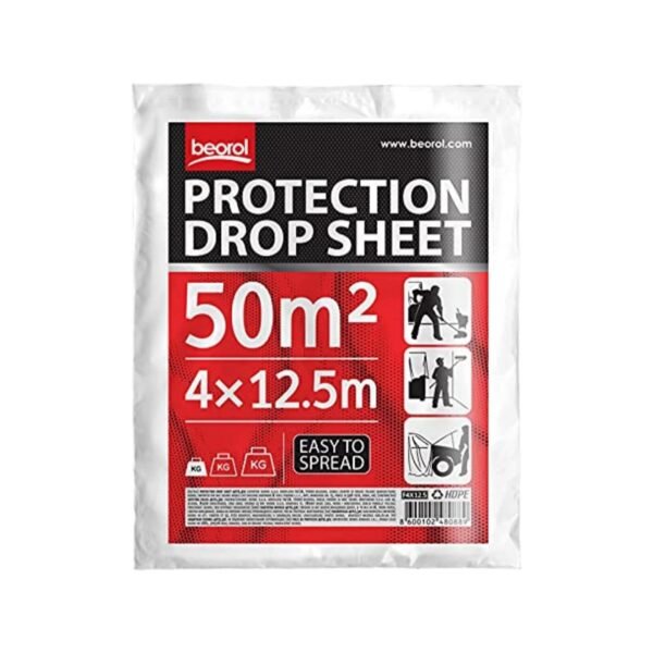 Beorol Painter Plastic Drop Cloths Sheet, Waterproof Anti-Dust Furniture Cover, Disposable Tarp For Painting For Couch (4X12.5M - F4X12)