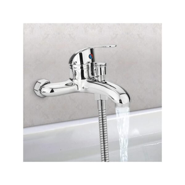 Royal Apex Chrome Plated Brass Shower Mixer – Wall Mounted Single Lever Faucet With Handheld Shower Head Set For Hot & Cold Water