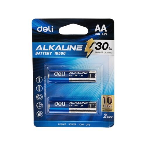 Deli Aa Lr6 Alkaline Battery 2-Pieces, Blue/Silver, E18500