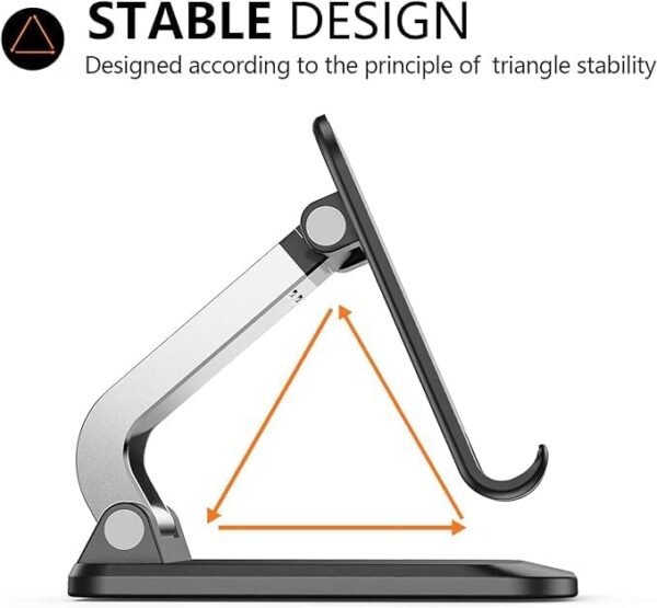 Melfi™ Q7 Foldable Cell Phone Stand, Height Adjustable Cell Phone Holder with Silicon Pad for Desk. Fully Forldable Mobile Phone Holder, Compatible with All Mobile Phones - Image 3