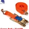Royal Apex Heavy Duty Cargo Lashings Straps Ratchet & Fastening Tape Tie Down Hook 2”x10 Metre - Orange - Image 2