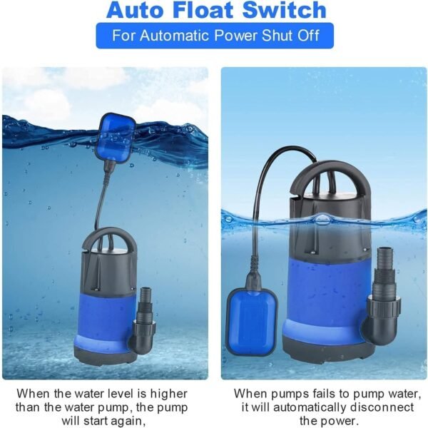 Vespa 10 Mtr Apollo 100f 1hp Electric Portable Pvc Body Submersible Water Sump Pumps Low Suction For Garden Pond Basement With Float Switch - Image 5