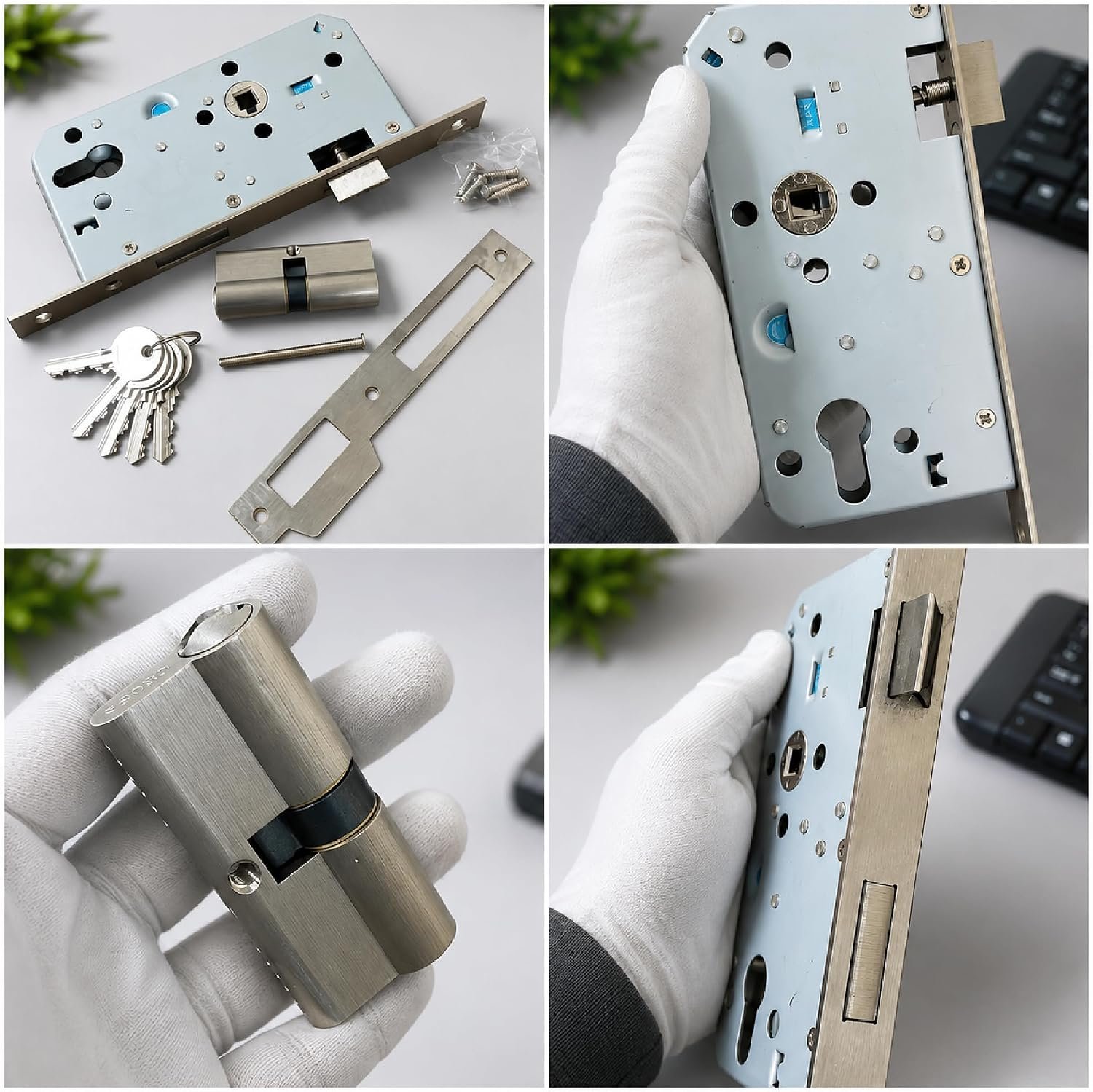 Biella Mortise Stainless Steel Door Lock Body with Cylinder, Strike Plate, Along with 5 Keys (Pack Of 1) - Image 3
