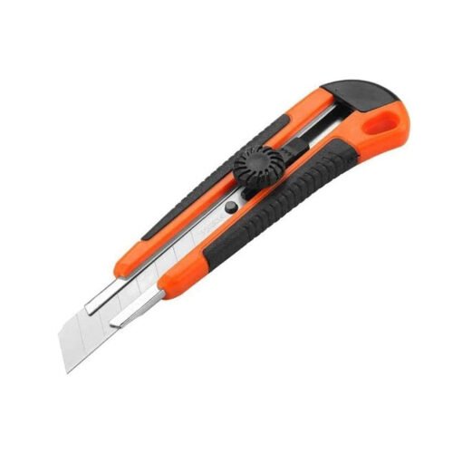 Biella Pack Of 1 Utility Knife, Retractable Box Cutter for Cartons, Cardboard and Boxes, 18mm Wider Razor Sharp Blade, Smooth Mechanism, Perfect for Office and Home use