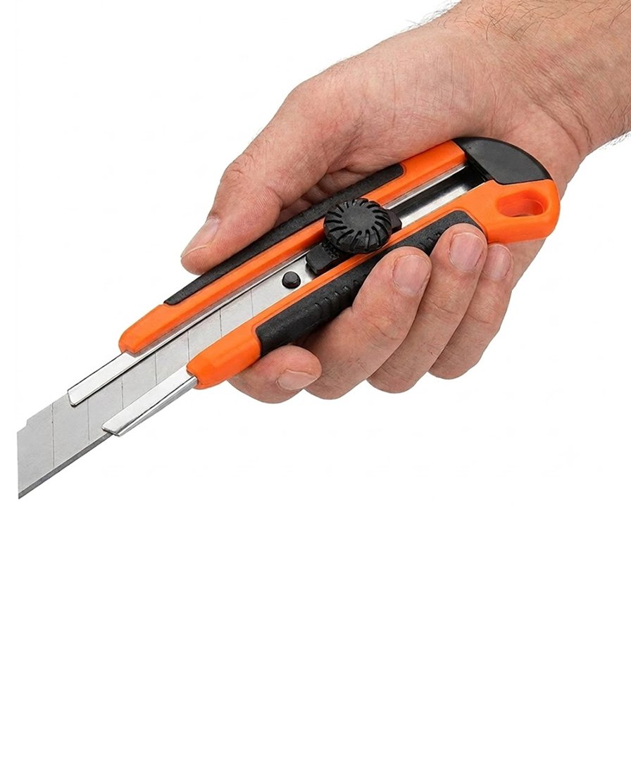 Biella Pack Of 1 Utility Knife, Retractable Box Cutter for Cartons, Cardboard and Boxes, 18mm Wider Razor Sharp Blade, Smooth Mechanism, Perfect for Office and Home use - Image 4