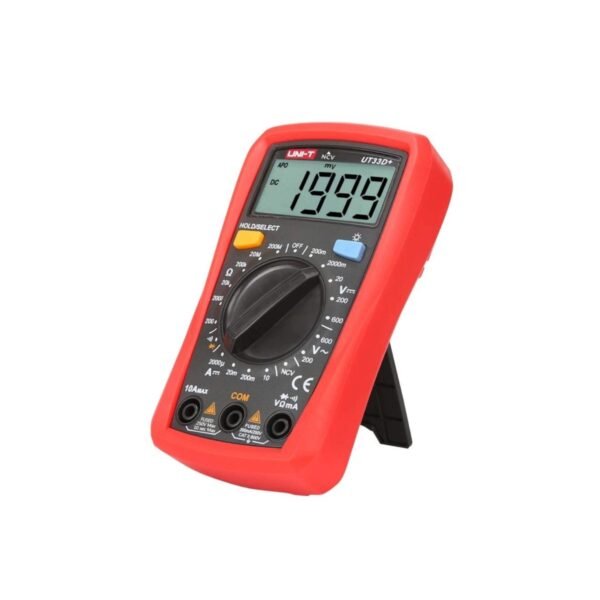 Uni-T Digital Multimeter Voltage Current Resistance Ohm Capacitance NCV Tester LCD Backlite Red and grey 134mm x 77mm 47mm, Ut33c+