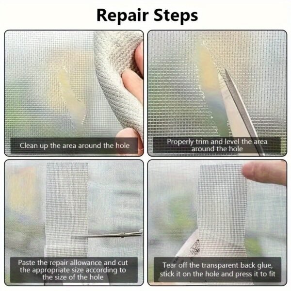 Paoker Strong Adhesive Window Screen Repair Tape - 2M Anti-Insect Mesh Patch For Dorm Doors & Curtains, Easy Apply For Torn Screens - Image 8