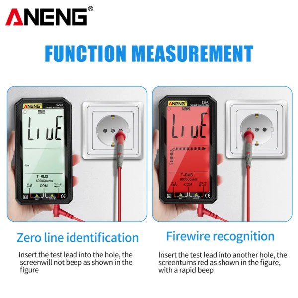 ANENG 620A multimeter provides true RMS measurement, ensuring accurate readings for capacitance, resistance, and temperature - Image 2