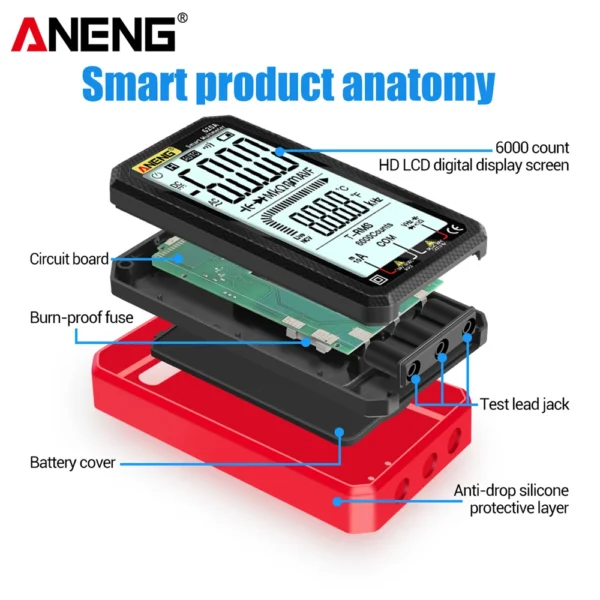 ANENG 620A multimeter provides true RMS measurement, ensuring accurate readings for capacitance, resistance, and temperature - Image 3