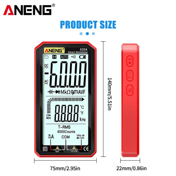 ANENG 620A multimeter provides true RMS measurement, ensuring accurate readings for capacitance, resistance, and temperature - Image 4