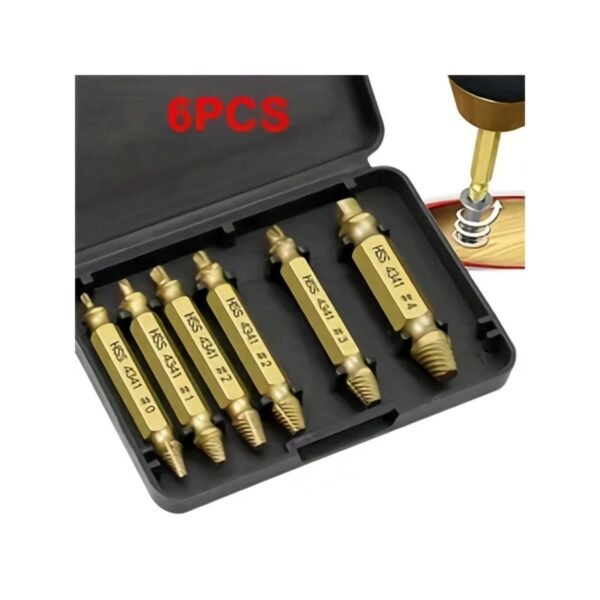 Paoker Complete Damaged Screw Extractor Bit  6pcs Set - Easy Screw Removal Tool with Portable Tool Box and Organizer