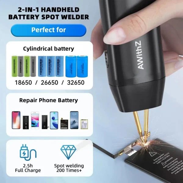 Portable Spot Welder DIY Handheld Spot Welding Machine 11 Gears Adjustable Energy Storage Spot Welding for 18650 Lithium Battery - Image 4