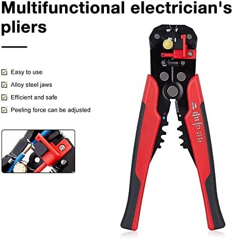Poaker Wire Stripper Cutter, 5 in 1 Self-Adjusting Automatic Stripping Cutting Crimper Pliers Tool - Red - Image 8