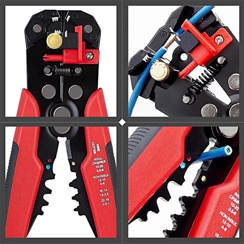 Poaker Wire Stripper Cutter, 5 in 1 Self-Adjusting Automatic Stripping Cutting Crimper Pliers Tool - Red - Image 6