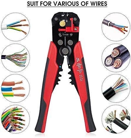 Poaker Wire Stripper Cutter, 5 in 1 Self-Adjusting Automatic Stripping Cutting Crimper Pliers Tool - Red - Image 3