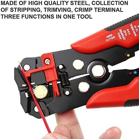 Poaker Wire Stripper Cutter, 5 in 1 Self-Adjusting Automatic Stripping Cutting Crimper Pliers Tool - Red - Image 5