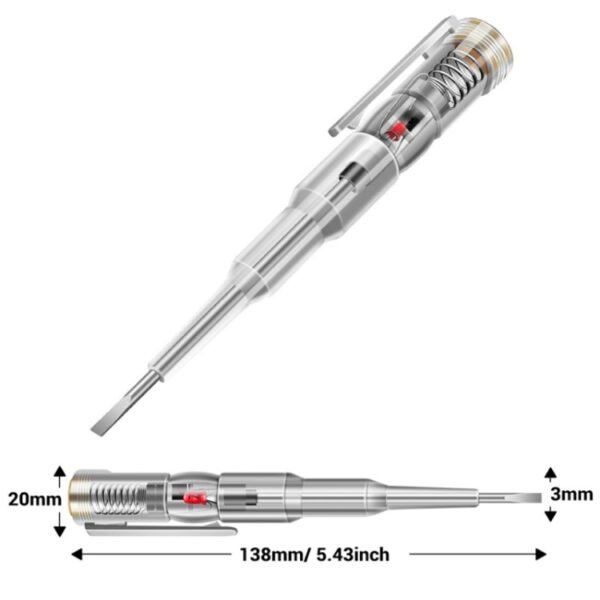 Melfi Electric Measuring pen, Intelligent Waterproof Voltage Tester Pen Power Voltage Detector Electricity Detector Test Pencil with High Brightness LED Light Electrical Indicator Tool with Screwdriver - Image 2