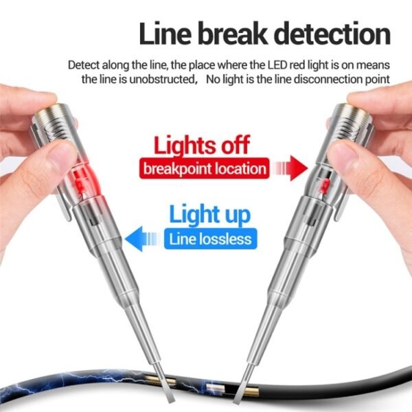 Melfi Electric Measuring pen, Intelligent Waterproof Voltage Tester Pen Power Voltage Detector Electricity Detector Test Pencil with High Brightness LED Light Electrical Indicator Tool with Screwdriver - Image 4