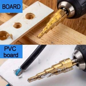 6pcs Titanium-Coated Step Drill Bit Set, High-Speed Reamer Sawtooth Cutter, Multi-Size Stepped Drill Bits 4-12/4-20/4-32mm and 3/6/8mm - Durable, Suitable for Metal Sheet, Tile, Glass, Versatile Woodworking and Metal Drilling - Precision Wood and Metal Core Drilling