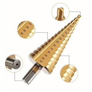 6pcs Titanium-Coated Step Drill Bit Set, High-Speed Reamer Sawtooth Cutter, Multi-Size Stepped Drill Bits 4-12/4-20/4-32mm and 3/6/8mm - Durable, Suitable for Metal Sheet, Tile, Glass, Versatile Woodworking and Metal Drilling - Precision Wood and Metal Core Drilling