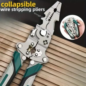 18-in-1 Electrician's Multifunctional Folding Tool with Wire Strippers, Hook Knife, Screwdriver, and Wrench - Compact Design in Gray/Green, Ideal for DIY, Home, and Construction Projects, Versatile Electrician's Tool | Multifunctional Gadget | Robust Tool Material, Electrician Tools