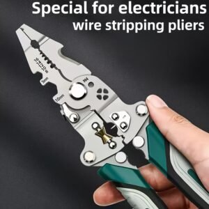 18-in-1 Electrician's Multifunctional Folding Tool with Wire Strippers, Hook Knife, Screwdriver, and Wrench - Compact Design in Gray/Green, Ideal for DIY, Home, and Construction Projects, Versatile Electrician's Tool | Multifunctional Gadget | Robust Tool Material, Electrician Tools