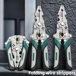 18-in-1 Electrician's Multifunctional Folding Tool with Wire Strippers, Hook Knife, Screwdriver, and Wrench - Compact Design in Gray/Green, Ideal for DIY, Home, and Construction Projects, Versatile Electrician's Tool | Multifunctional Gadget | Robust Tool Material, Electrician Tools