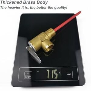 Biella Water Heater Temperature and Pressure Relief Valve, 99C - 150 psi, Thickened Brass Safety Relief Valve for Hot Water Heaters and Tanks, with Extended Epoxy-Coated Probe, 1/2" BSPT Thread