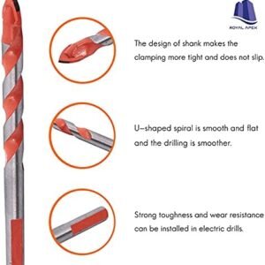 Royal Apex 10Pcs Ceramic Tile Drill Bit Set for Tile Brick Glass Plastic and Wood Concrete Drill Bit - 6mm