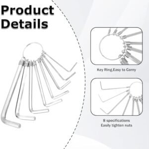 Paoker 8 Pcs Allen Wrenches Sets, CR-Vanadium Portable 1.5mm-6mm Allen Wrench 8 in 1 Metric L Shape Hex Key Sets Hex Head Socket Screw for Basic Home Repair and General Applications