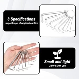 Paoker 8 Pcs Allen Wrenches Sets, CR-Vanadium Portable 1.5mm-6mm Allen Wrench 8 in 1 Metric L Shape Hex Key Sets Hex Head Socket Screw for Basic Home Repair and General Applications