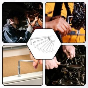 Paoker 8 Pcs Allen Wrenches Sets, CR-Vanadium Portable 1.5mm-6mm Allen Wrench 8 in 1 Metric L Shape Hex Key Sets Hex Head Socket Screw for Basic Home Repair and General Applications