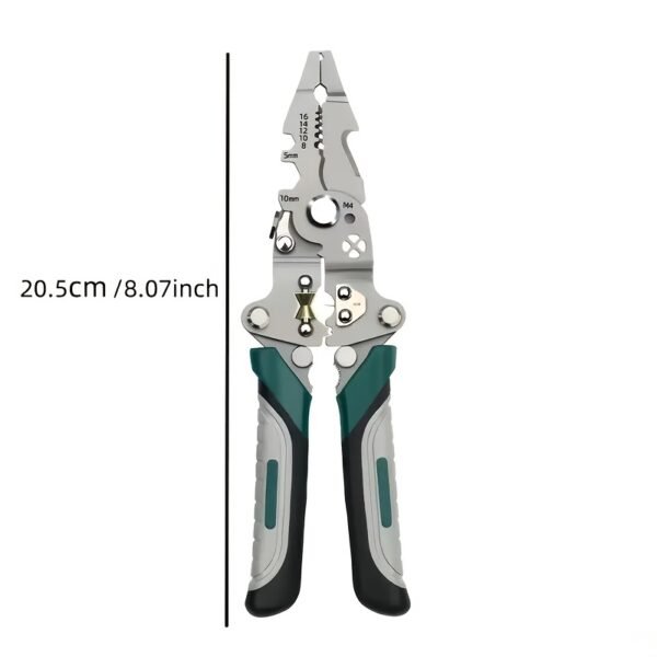 18-in-1 Electrician's Multifunctional Folding Tool with Wire Strippers, Hook Knife, Screwdriver, and Wrench - Compact Design in Gray/Green, Ideal for DIY, Home, and Construction Projects, Versatile Electrician's Tool | Multifunctional Gadget | Robust Tool Material, Electrician Tools - Image 4