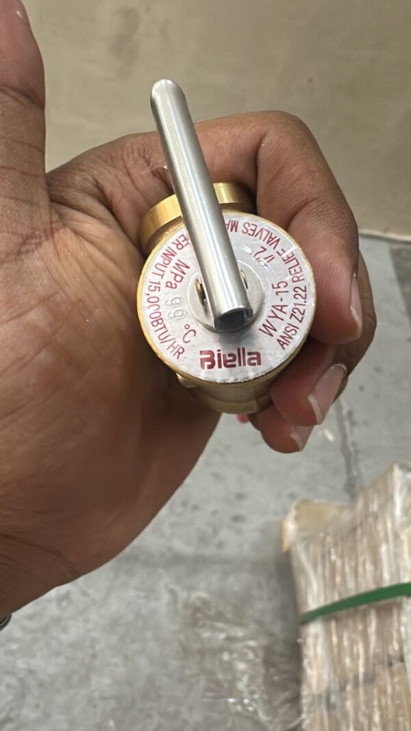 Biella Water Heater Temperature and Pressure Relief Valve, 99C - 150 psi, Thickened Brass Safety Relief Valve for Hot Water Heaters and Tanks, with Extended Epoxy-Coated Probe, 1/2" BSPT Thread - Image 3