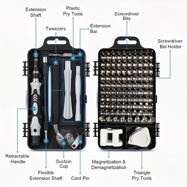 115-in-1 Upgraded Screwdriver Set, High Hardness Multifunctional Removal Tool Kit with Specialty Drill Bits, Mobile Phone Kit/Car Precision Screwdriver Repair Tool Kit, Multifunctional Electronic Screwdriver Set, Watch Mobile Phone Removal Repair Screwdriver Tool Kit, Suitable for Halloween and Christmas Gifts for Parents, Thanksgiving! - Image 3