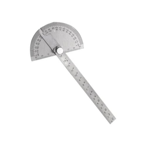 Stainless Steel Protractor 180 Degrees Angle Ruler Finder 140mm Metric Durable Metal Adjustable General Measuring Tool